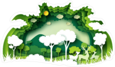 Landscape With Trees and Deer Sticker