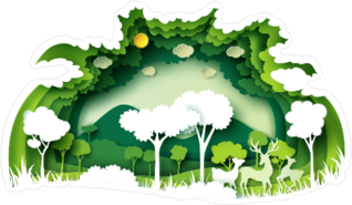 Landscape With Trees and Deer Sticker