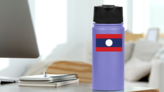 Laos Flag Sticker on a Water Bottle (New) example