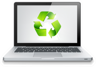 Laptop Concept With Recycle Symbol Sticker