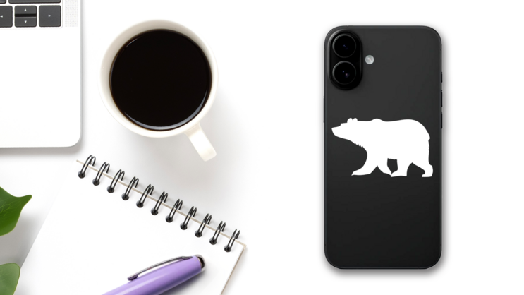 Large Bear Sticker on a Phone (New) example