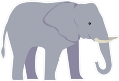 Large Cartoon Elephant Sticker