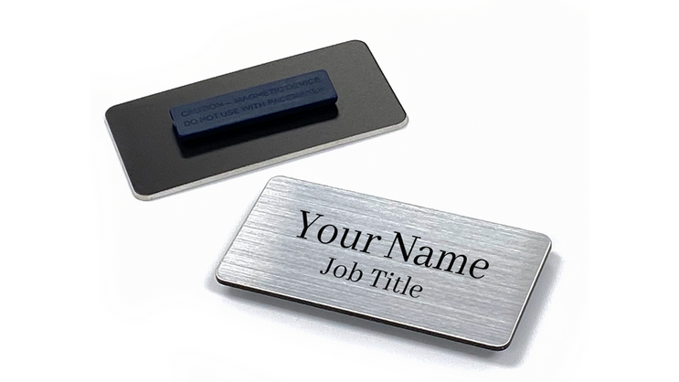 Large Custom Silver Rectangle Name Tag