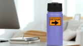 Large Detour Right Sticker on a Water Bottle (New) example