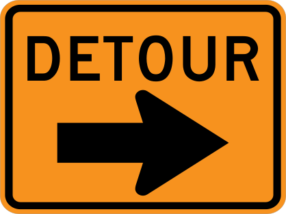 Large Detour Right Sticker