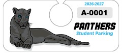 Large Mascot School Horizontal Hang Tag Parking Permit