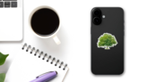 Large Oak Tree With Green Leaves Sticker on a Phone (New) example