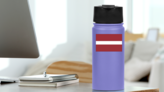 Latvia Flag Sticker on a Water Bottle (New) example