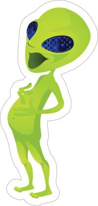 Laughing Green Alien Sticker