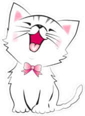 Laughing White Cat Sticker
