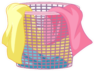Laundry Basket With Clothes Illustration Dry Cleaner Sticker