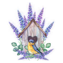 Lavender Bird House Sticker
