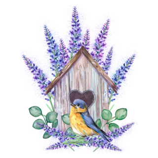 Lavender Bird House Sticker