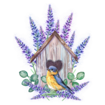 Lavender Bird House Sticker