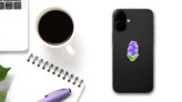 Lavender Emoji Sticker on a Phone (New) example