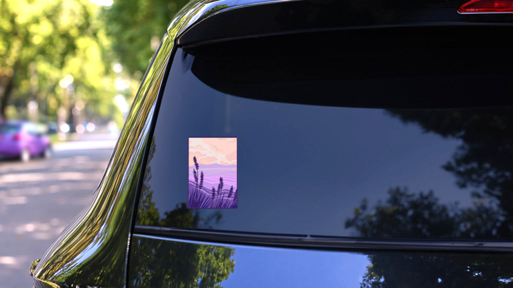 Lavender Field Sticker on a Rear Car Window (New) example