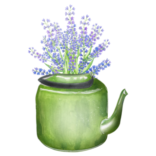 Lavender In Green Pot Sticker