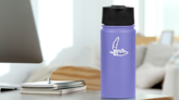 Lavender Word Logo Sticker on a Water Bottle (New) example