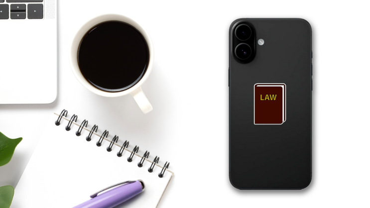 Law Book Icon Sticker on a Phone (New) example