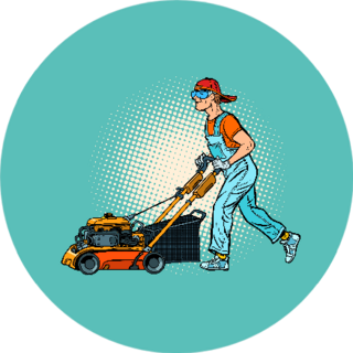 Lawn Mower Landscaper Worker Profession Pop Art Sticker