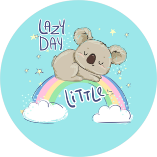 Lazy Day Koala on Rainbow Sticker