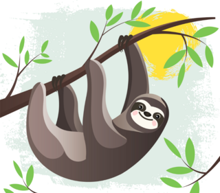 Lazy Hanging Sloth In Rain Forest Sticker