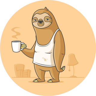 Lazy Sloth Having A Coffee Sticker