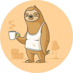 Lazy Sloth Having A Coffee Sticker