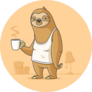 Lazy Sloth Having A Coffee Sticker