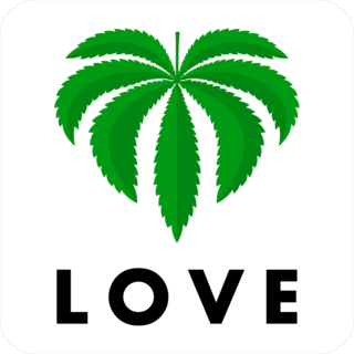 Leaf Of Marijuana With Love Sticker