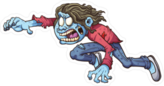 Leaping Cartoon Zombie Girl Sticker