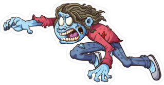 Leaping Cartoon Zombie Girl Sticker