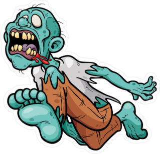 Leaping Cartoon Zombie Sticker