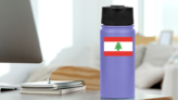 Lebanon Country Flag Sticker on a Water Bottle (New) example