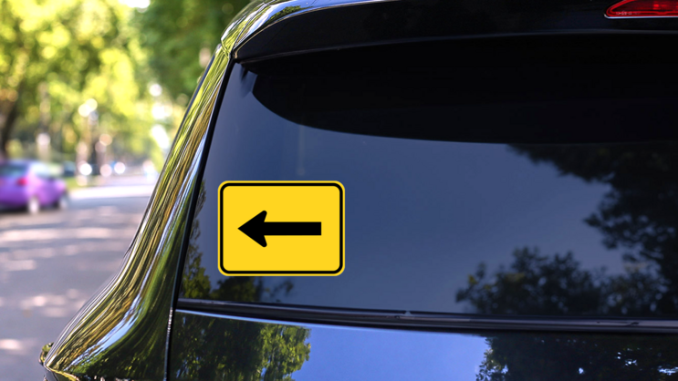 Left Arrow Warning Sticker on a Rear Car Window (New) example