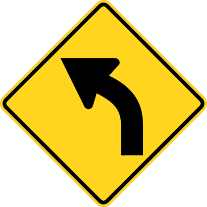 Left Curve Warning Sticker