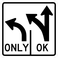 Left Lane Left Turn Only Right Lane Left Turn Okay Sticker