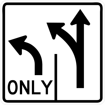 Left Lane Left Turn Only Sticker