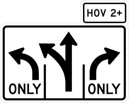 Left Only, Straight And Left, Right Only, Hov 2+ Sticker