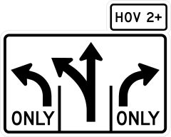 Left Only, Straight And Left, Right Only, Hov 2+ Sticker