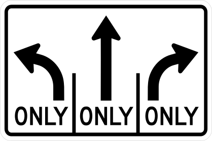 Left Only, Straight Only, Right Only Sticker