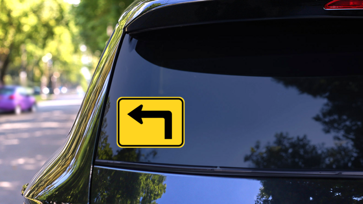 Left Turn Arrow Warning Sticker on a Rear Car Window (New) example