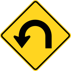 Left U-Turn Curve Sticker