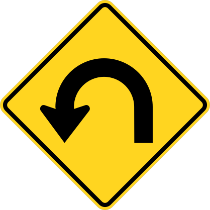 Left U-Turn Curve Sticker