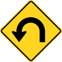 Left U-Turn Curve Sticker