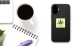 Legalize Marijuana Hemp Leaf Sticker on a Phone (New) example