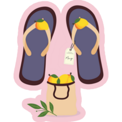 Lemon Flip Flops On Pink Sticker