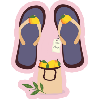 Lemon Flip Flops On Pink Sticker