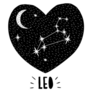 Leo Constellation Black Heart Sticker