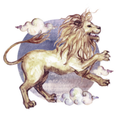 Leo Lion In The Clouds Watercolor Illustration Sticker